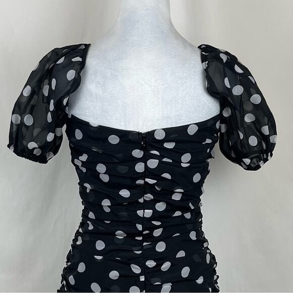 Urban Outfitters Sheer Black W White Polka Dots BodyCon Mini Dress NWOT Size SP - Picture 6 of 13